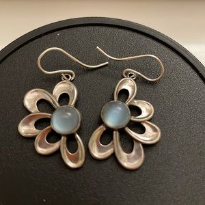 Vintage Moonstone Cabochon floral earrings